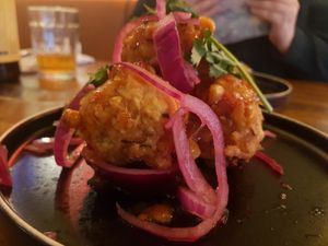 Sweetcorn fritters  #Veganuary at Turtle Bay in Middlesbrough