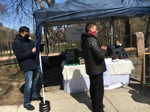 One of the stands at the farmers market. at Morningside Park Farmers' Market in New York City