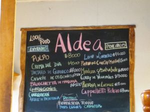 Menu - note that there is only one non-meat option at Aldea in Puerto Natales