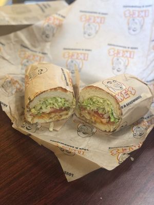 Roadrunner - vegan fried “chicken”, tangy spicy BBQ, vegan American cheese, on Dutch bread.  at Ike's - Palmdon Dr in Fresno