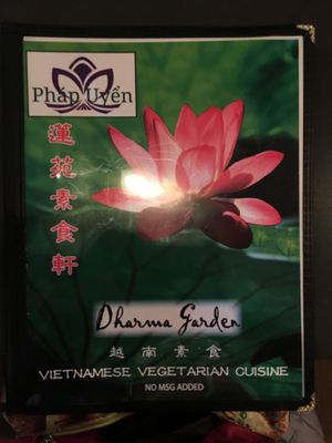 menu at Dharma Garden in Richmond