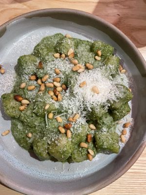 Gnocchi pesto (vegan option)  at A25 Pizzeria in Melbourne