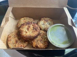 Sweet potato cakes (vegan option)  at Pumpkin Tales in Chennai