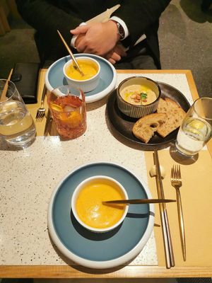 Pumpkin soup at Veda Café & Bar in Hong Kong Island