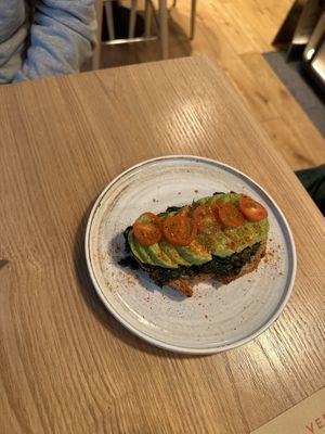 Avocado toast with spinach   at Veda Café & Bar in Hong Kong Island