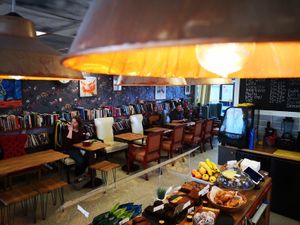 Sitting area at Storky Coffee & Juice Bar in East London