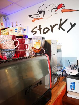 Espresso machine at Storky Coffee & Juice Bar in East London