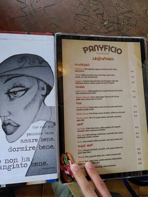 Menu at Panyficio in Catania