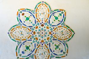 mandala with tiles on the finca at Finca Manantial de Luz in Almayate Alto