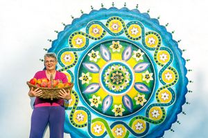 big mandala in the entrance at Finca Manantial de Luz in Almayate Alto