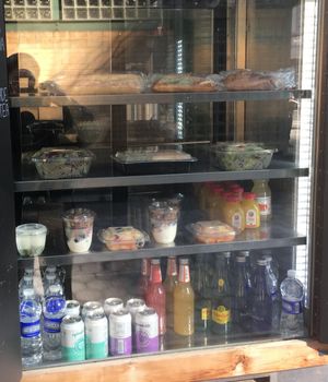 Fridge with grab & go items. When I visited today, the only vegan items was the fruit bowl.  at Le Pain Quotidien - Verdi Square Kiosk in New York City