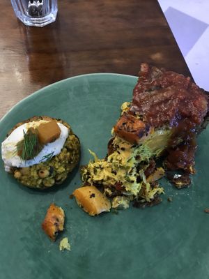 quiche and burger (gf) at Vegabond - West in Amsterdam