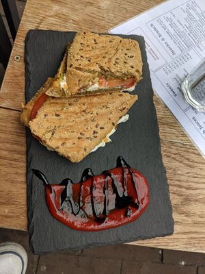 Caprese toast (with amazing mozarella) at Vegabond - West in Amsterdam