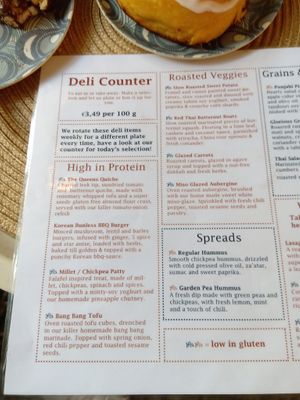 Deli counter menu: spreads, roasted veggie, high in protein at Vegabond - West in Amsterdam