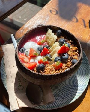Delicious vegan yogurt bowls!  at Vegabond - West in Amsterdam