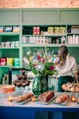 Vegabond serves plenty of freshly baked cookies, cakes, cinnamon rolls, muffins and more! at Vegabond - West in Amsterdam