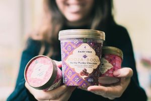 Vegabond sells a wide variety of specialty products, like this amazing cashew-nut based ice-cream by Booja Booja! at Vegabond - West in Amsterdam