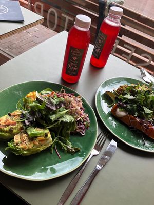 Food and kefir  at Vegabond - West in Amsterdam