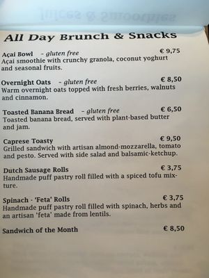 Menu at Vegabond - West in Amsterdam