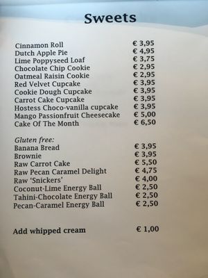 Menu at Vegabond - West in Amsterdam