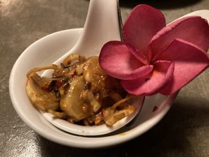 Free appetiser - banana blossom som tam at MAYs in Pattaya