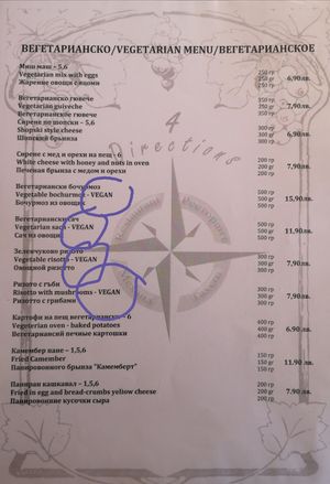 Vegetarian and vegan options at 4Directions in Bansko