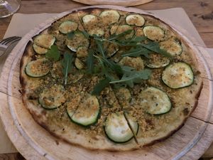 Vegan Pizza, Cashew Cheese Crumbs at La Casa Viva in Valencia