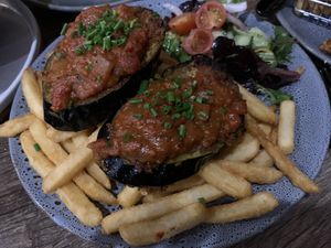 Eggplant Parmi - not very flavourful unfortunately  at The Wharf Bar & Kitchen in Saint Helens