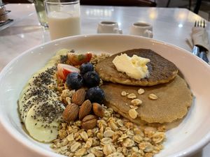 Fruity glory pancake set, 220 baht  at Veganerie - Silom in Bangkok