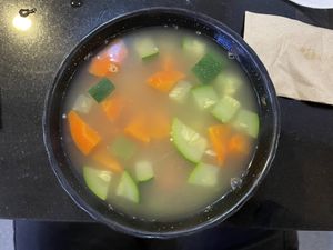 Green veggie soup, 110 baht  at Veganerie - Silom in Bangkok