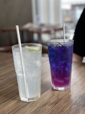 Iced lime juice & butterfly pea and lime - Veganerie Silom, Bangkok  at Veganerie - Silom in Bangkok