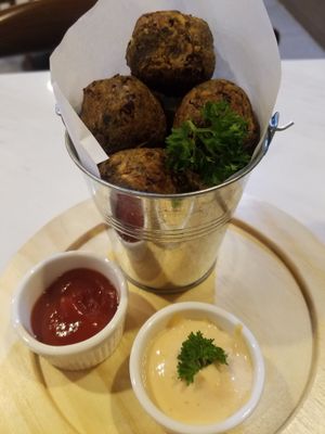 Shiitake almond meatballs at Veganerie - Silom in Bangkok