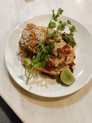 Avocado Toast with V-Bacon at Veganerie - Silom in Bangkok