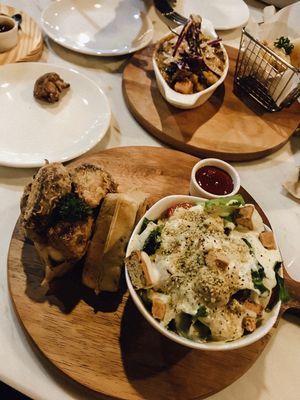 Fried V-Chicken and Waffles with a nice side Salad at Veganerie - Silom in Bangkok