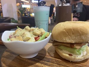 BLT burger with salad  at Veganerie - Silom in Bangkok