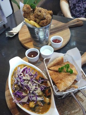 curry and v-nuggets at Veganerie - Silom in Bangkok
