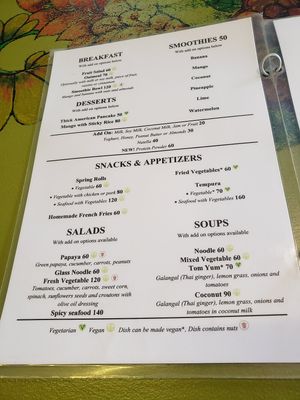Menu at Pure Joy in Koh Phangan