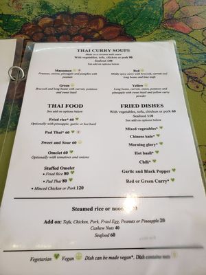 Menu at Pure Joy in Koh Phangan