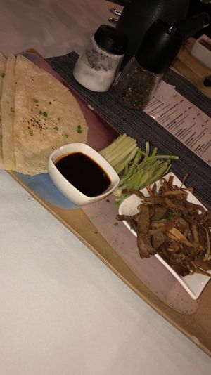 Vegan duck pancakes from the 3 course set menu  at Barracuda Restaurant at Darawan - Maybe closed in Koh Tao