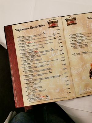 Menu at Safran in Bruckmuehl