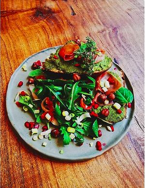Toast of the day served with salad at The Manufactory in Ghent