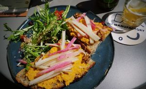 Vegan toast with carrot spread at The Manufactory in Ghent