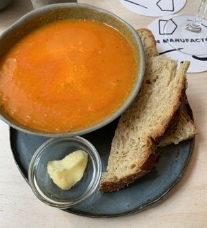 Delicious tomato soup! at The Manufactory in Ghent