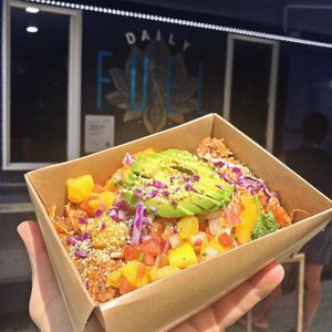 Island Buddha Bowl with added Avocado. at Daily Fuel in Portland