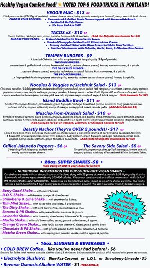 Menu as of May 5th 2021. at Daily Fuel in Portland