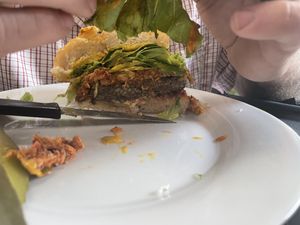 Homemade burger patty  at Daily Fuel in Portland