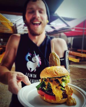 Lentil Tempeh Burger.
#veganuary #flashbackfriday  at Daily Fuel in Portland
