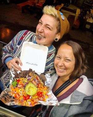 Beastly Nachos 
(made with braised jackfruit and nut free-house made cheese sauce)
#veganuary #glutenfree #flashbackfriday at Daily Fuel in Portland