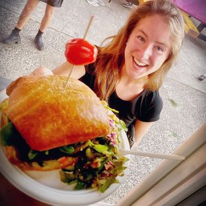 Lentil Tempeh Burger. 
#veganuary #wholefoodplantbased #wfpb  at Daily Fuel in Portland