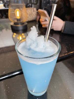 Blue raspberry electrolyte slushy  at Daily Fuel in Portland